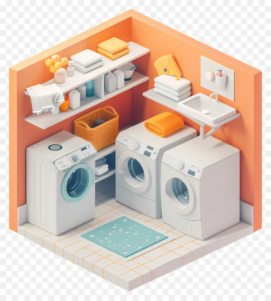 3d прачечная，Laundry Room PNG