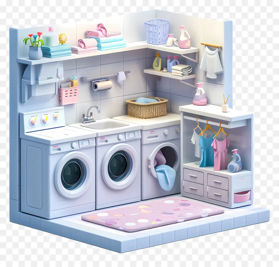 3d прачечная，Laundry Room PNG