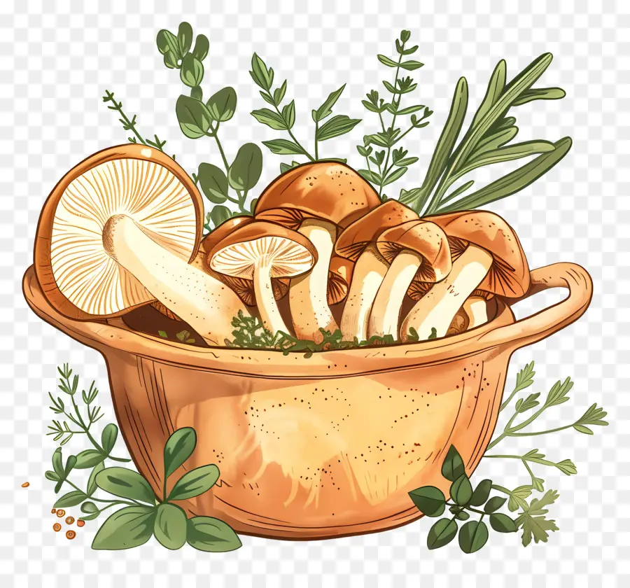 Приготовленные грибы，Herbs PNG