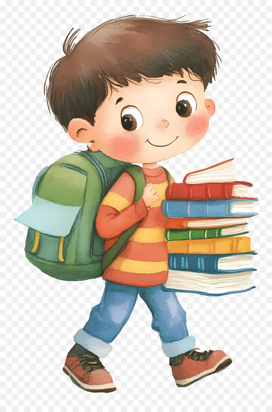 Back To School，Мальчик с книгами PNG