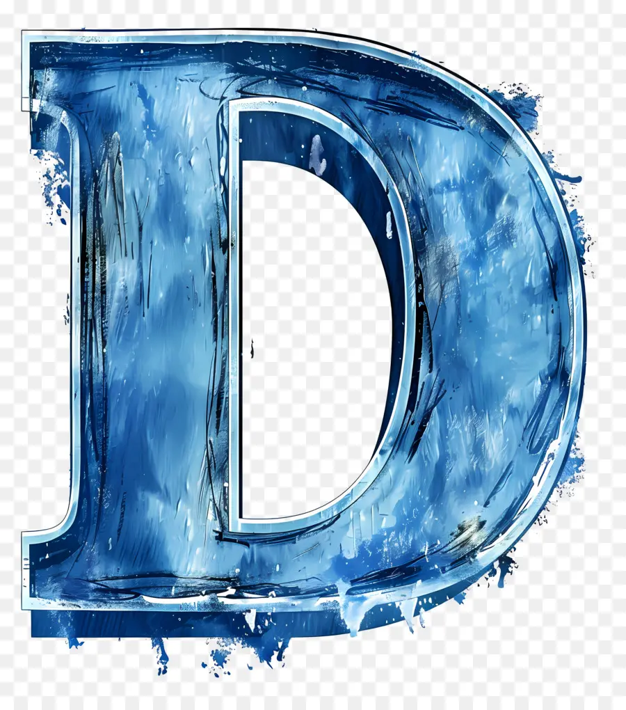 Letter D，синий PNG