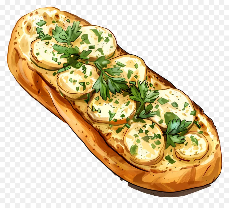 чесночный хлеб，Herbs PNG