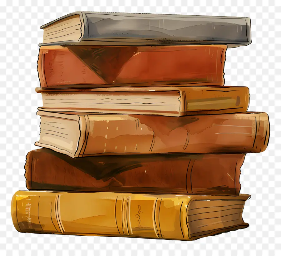 книги охры，Стопка книг PNG