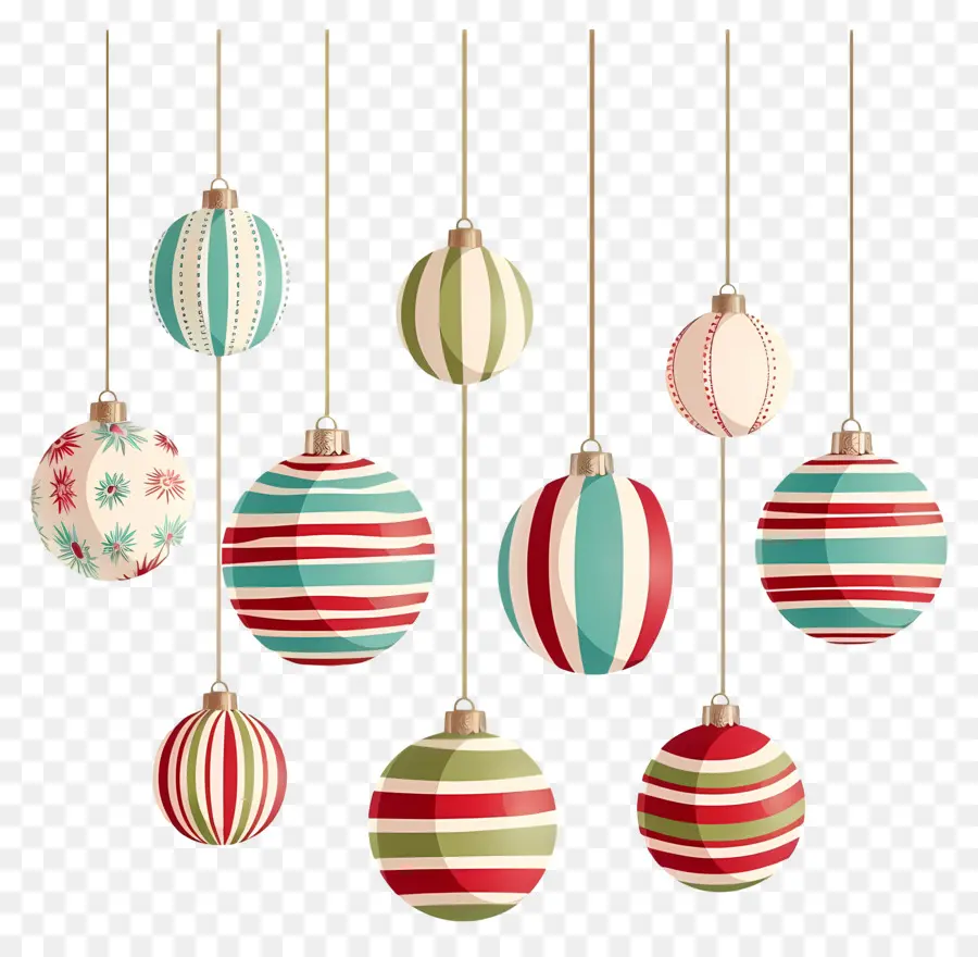 Рождественские полосатые шарики，Christmas Ornaments PNG