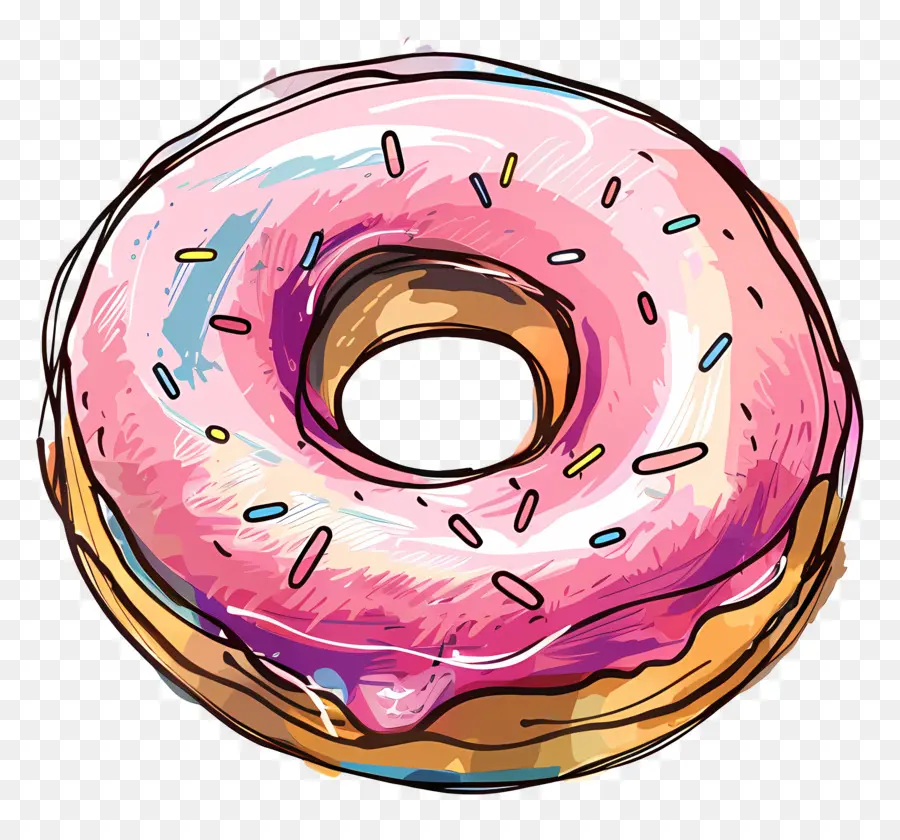 Donut，розовый PNG