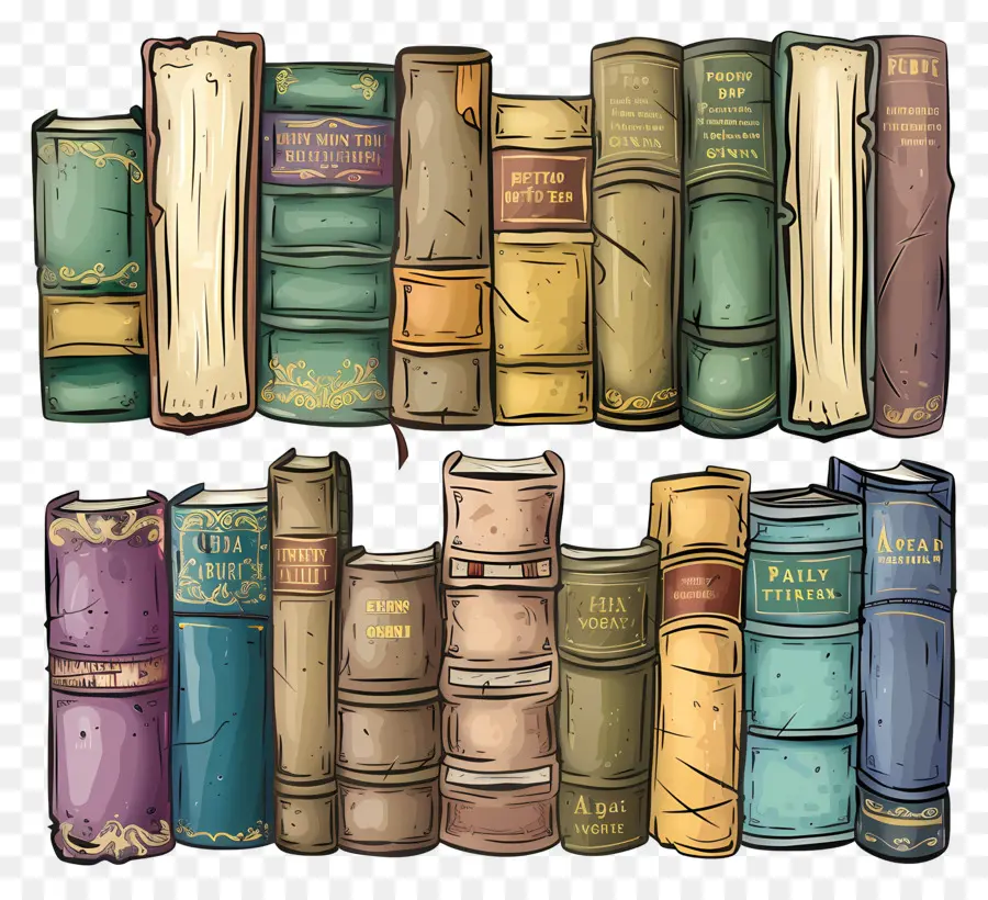 ряд книг，Старые книги PNG