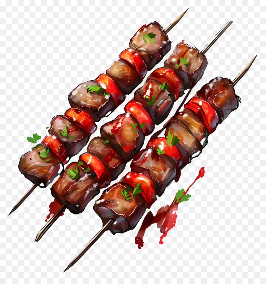 Мясные шашлыки，Мясные шашлычки на гриле PNG