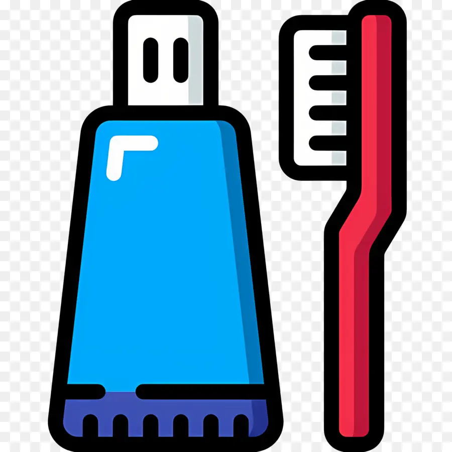 зубная щетка зубная паста，Синяя зубная паста и красная зубная щетка PNG