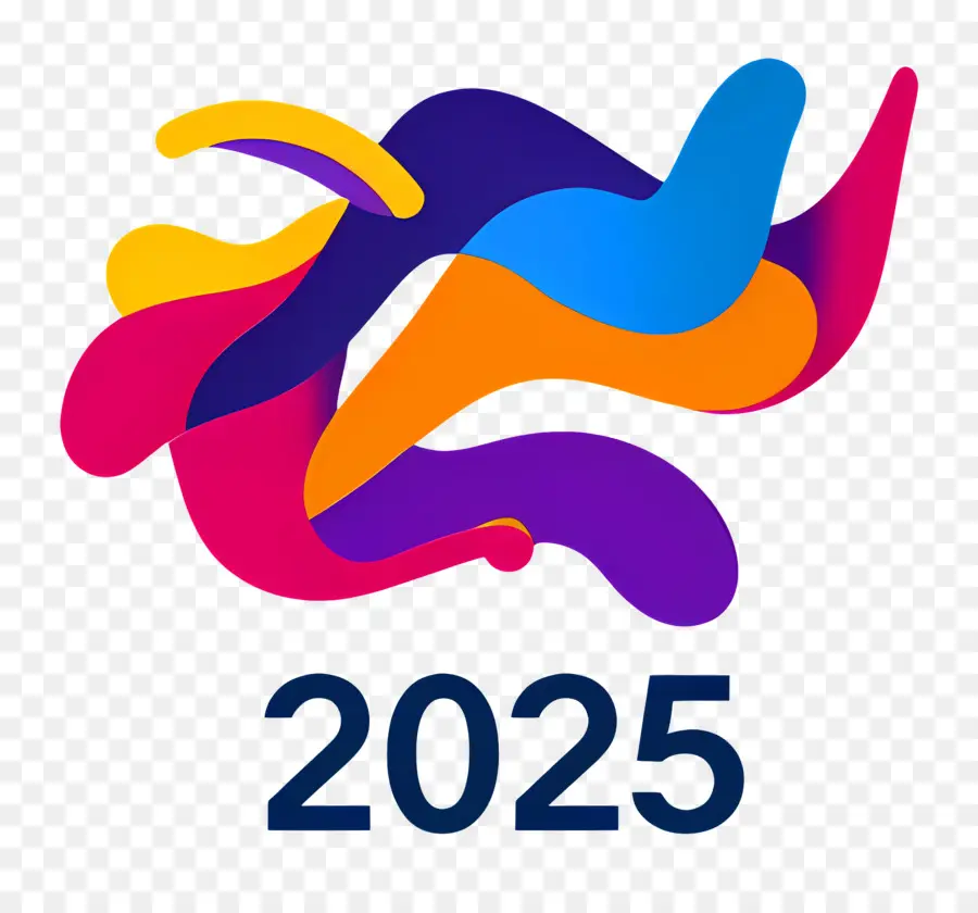 2025 год，Красочный 2025 год PNG