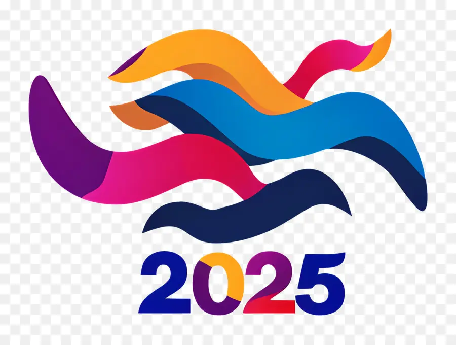 2025 год，Красочный 2025 год PNG