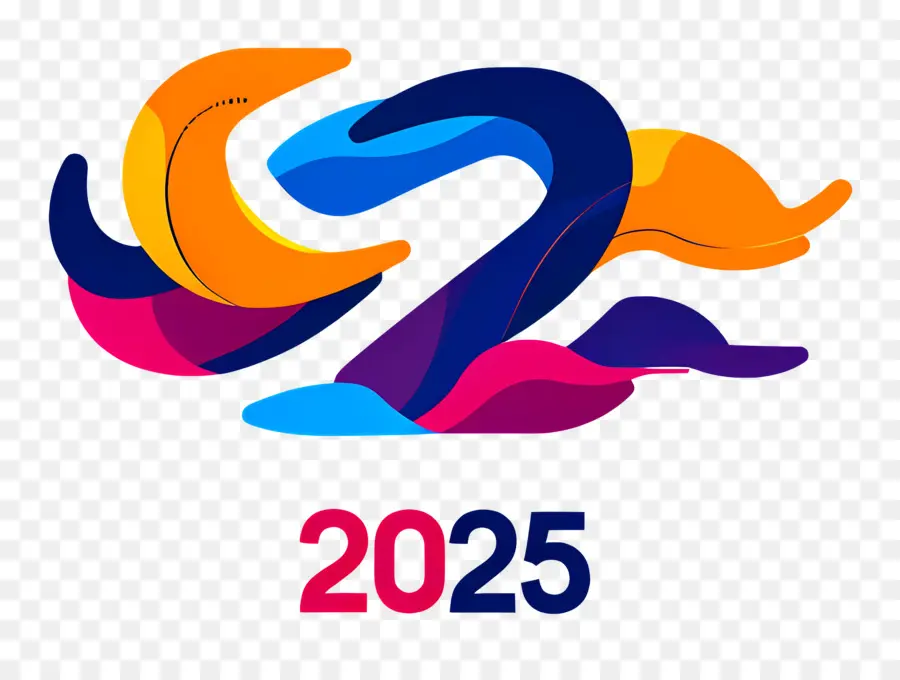 2025 год，2025 Красочные волны PNG