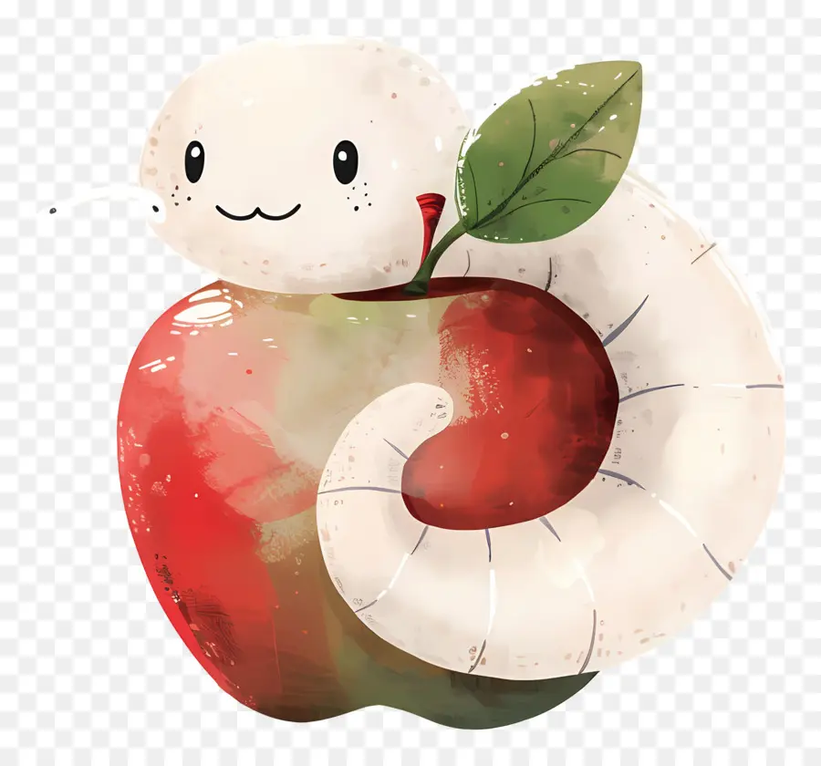 Яблоко с червем，Милый червячок в Apple PNG