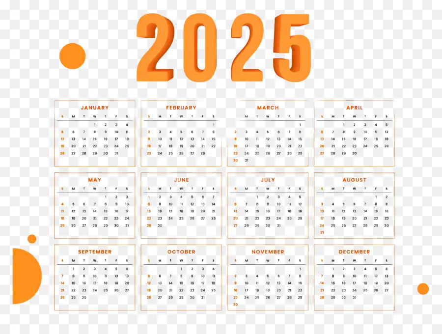 Календарь 2025 года，год PNG