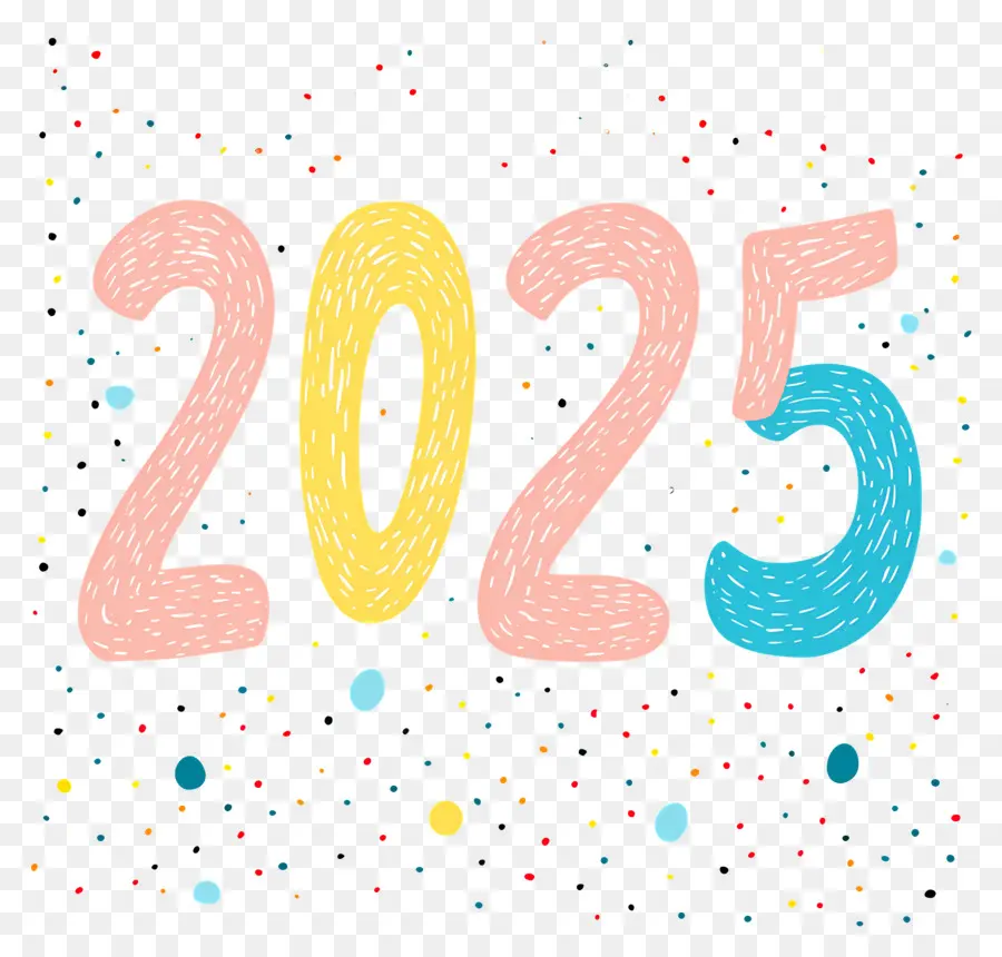 2025 Новый год，Красочный 2025 PNG