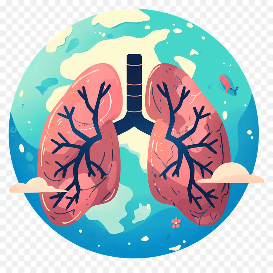 Всемирный день пневмонии，Земля с легкими PNG