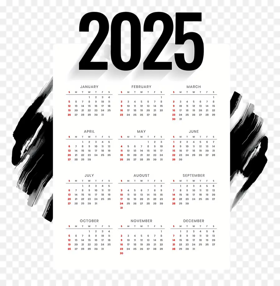 Календарь 2025 года，год PNG