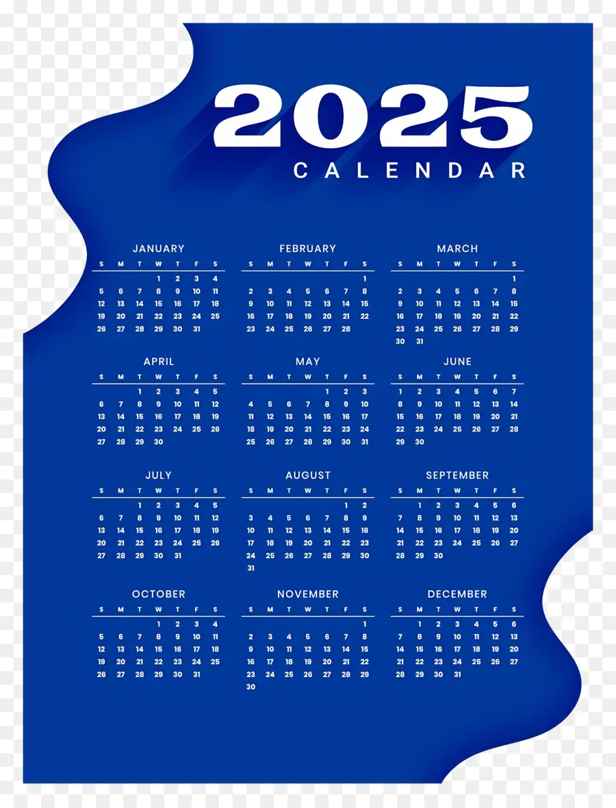 Календарь 2025 года，год PNG