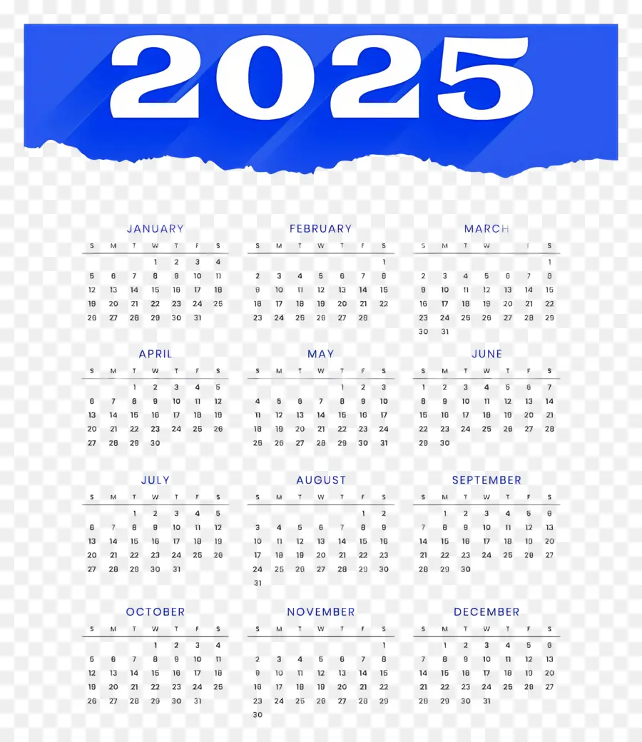 Календарь 2025 года，год PNG