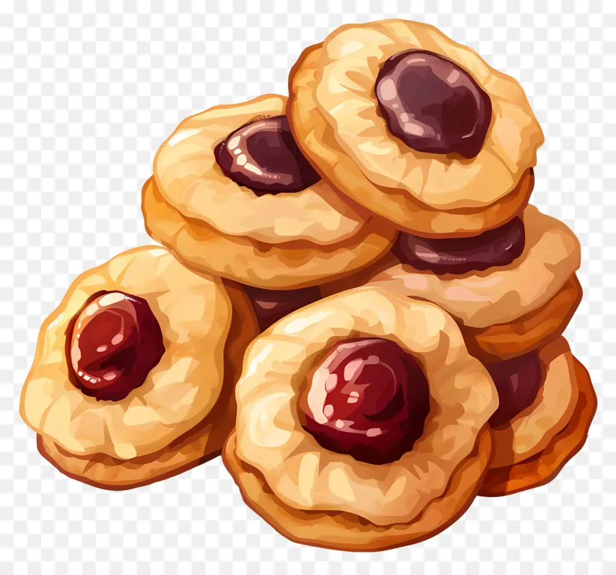 Файлы Cookie с отпечатками пальцев，Печенье с вареньем PNG